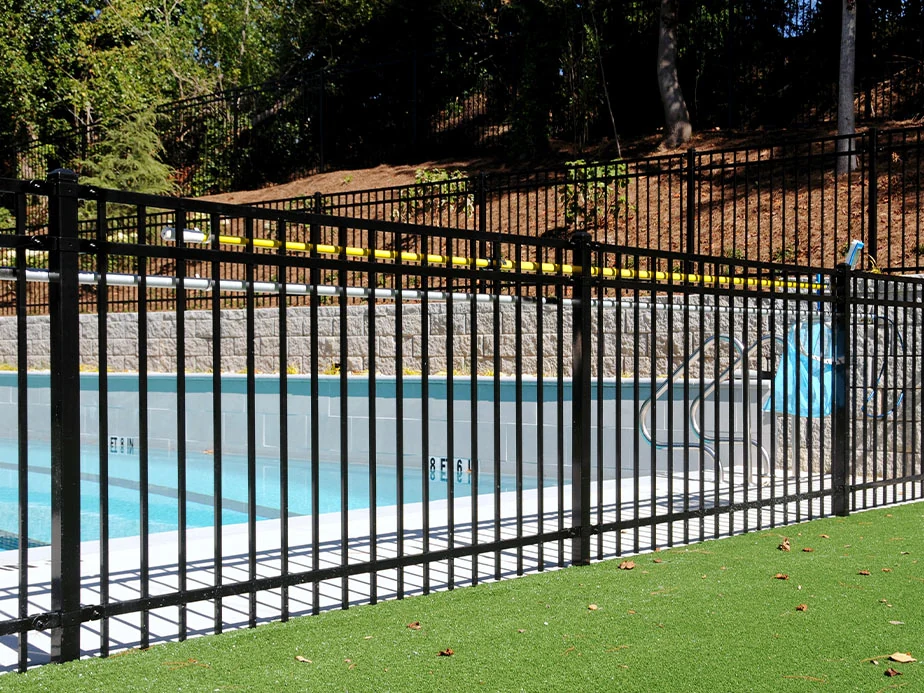 Pool-area ornamental fencing fence or gate design reference