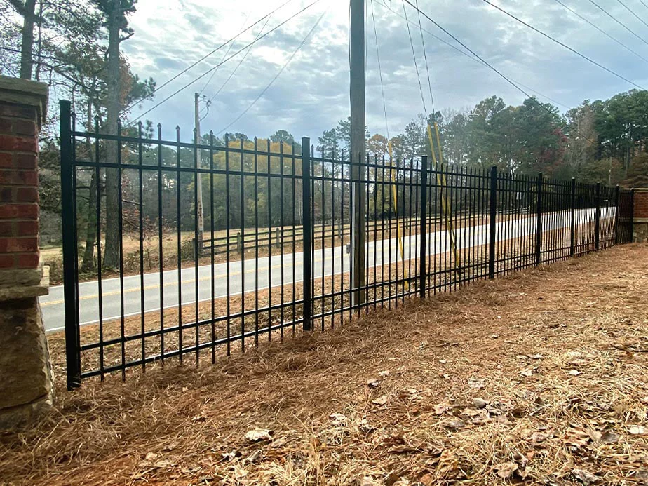 Commercial open metal perimeter fence