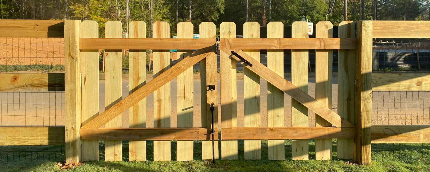Double wood picket gates