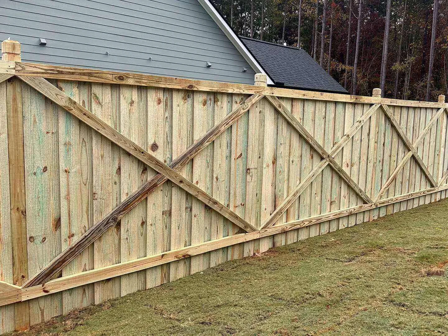 Cross-braced wood privacy panels