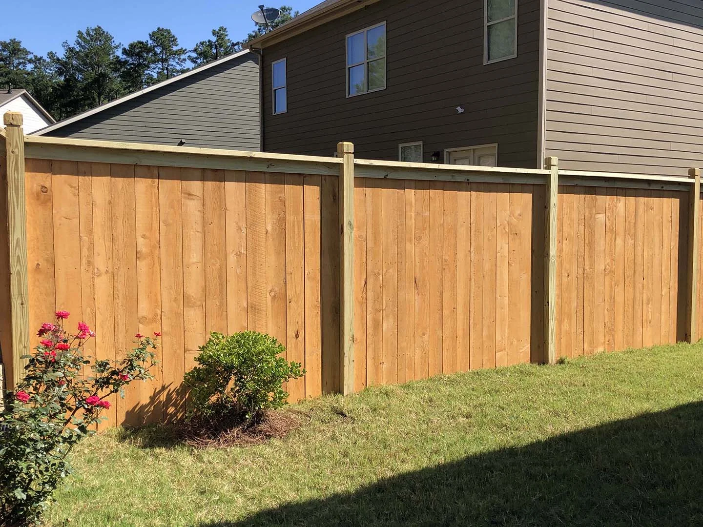 Cap-and-trim wood privacy fence