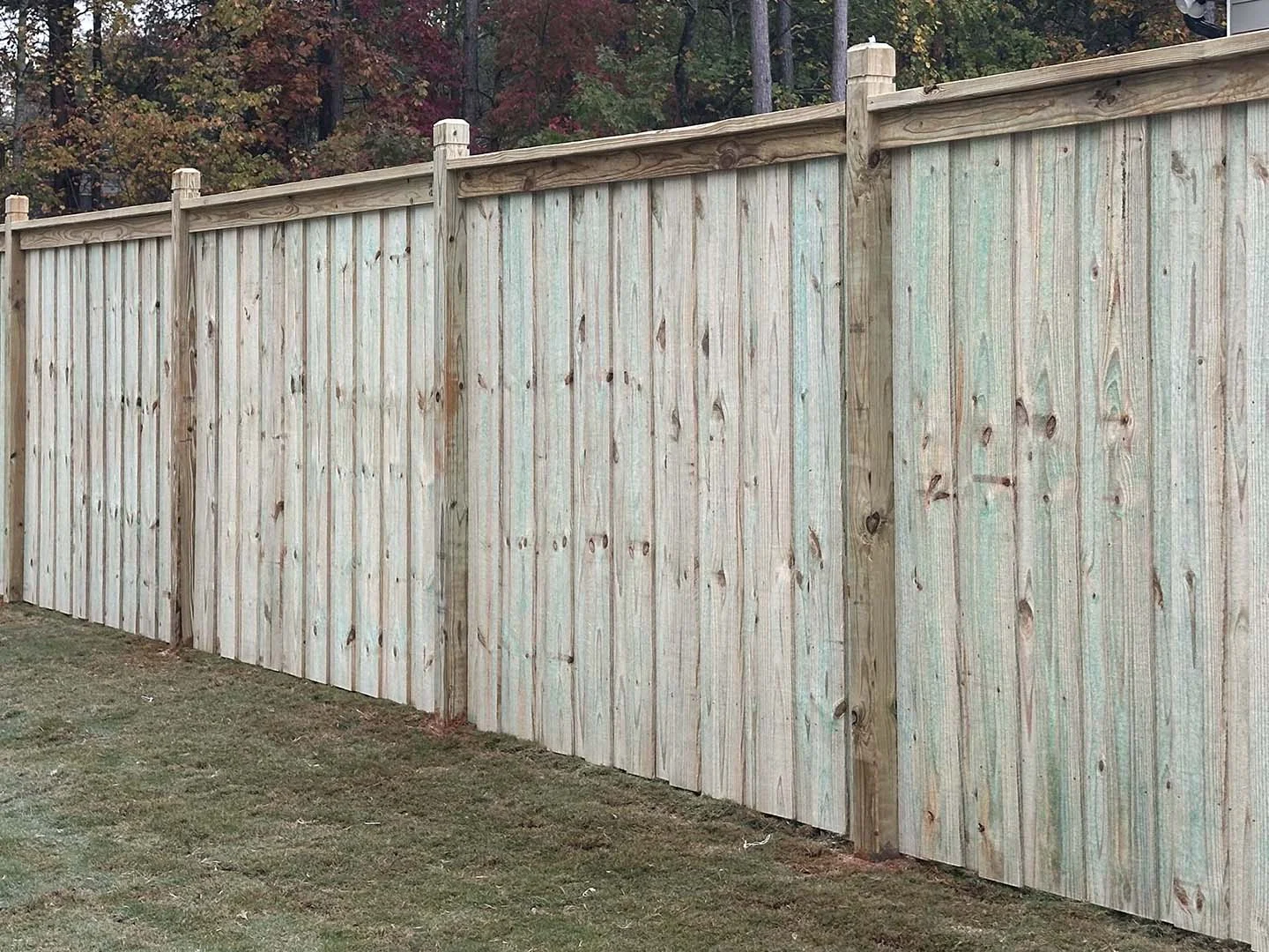 Framed wood privacy fence